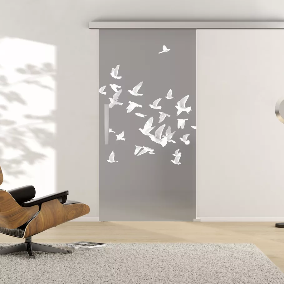 Glasschiebetür BIRDS&BIRD 695 ESG MOON GREY matt 935x2183x8mm