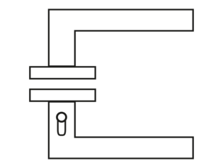 Die Abbildung zeigt eine technische Zeichnung eines rechten Smart2lock Griffs in der Ansicht von oben.
