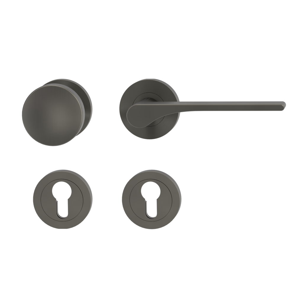 knob handle rose set LEAF LIGHT screw on cl4 rose set round knob R2 34-45mm cashmere grey R