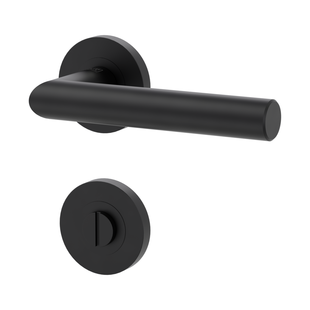 LUCIA PROF door handle set Screw-on system GK3 round escutcheons WC graphite black