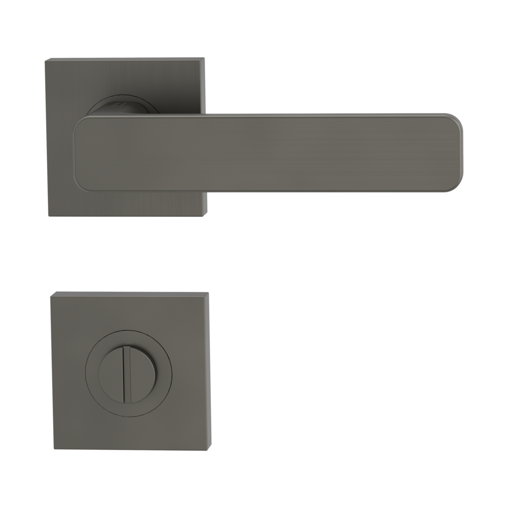 MINIMAL MODERN door handle set Screw-on sys.GK4 straight-edged escut. WC cashmere grey