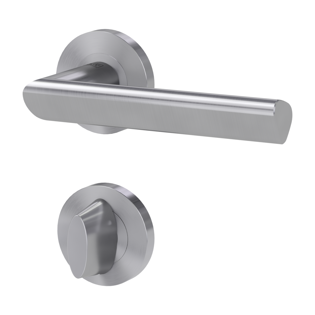 door handle set TRI 134 screw on rose set round wc brushed steel