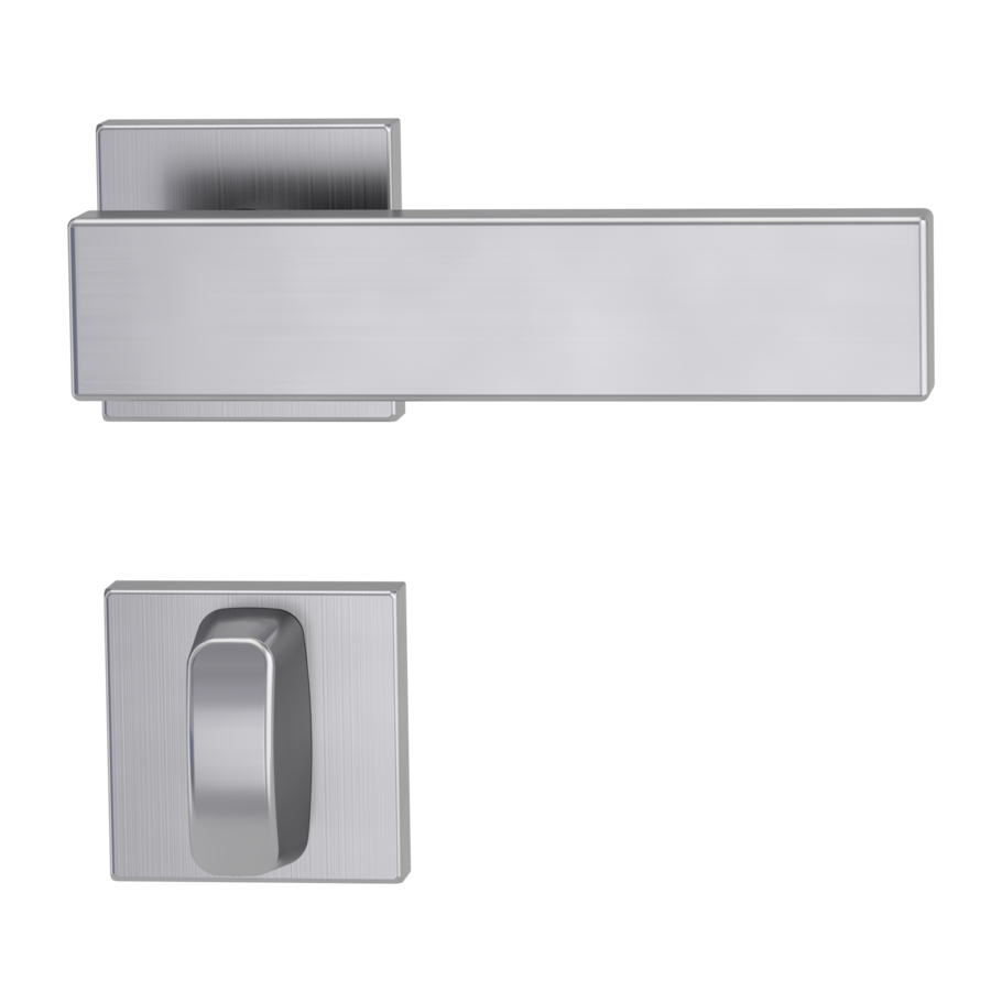 Isolated product image in perfect product view shows the GRIFFWERK rose set square CARLA SQUARE in the version turn and release - brushed steel - clip on technique inside view 