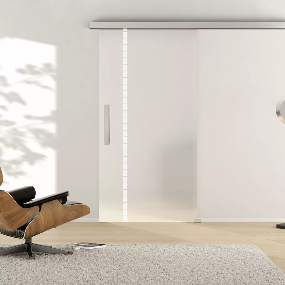 sliding glass door CLASSIC 598 LSG PURE WHITE matt 935x2183x8.8mm