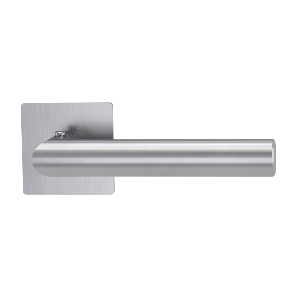 LUCIA PIATTA S QUATTRO door handle set Flat escutcheons straight-edged smart2lock 2.0 R satin stainless steel