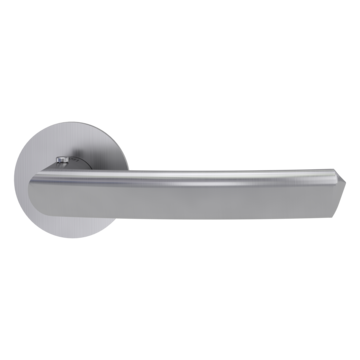 Die Abbildung zeigt die Jette Türgriffgarnitur CRYSTAL in der Ausführung mit Rosetten rund smart2lock 2.0 Flachrosette Edelstahl matt