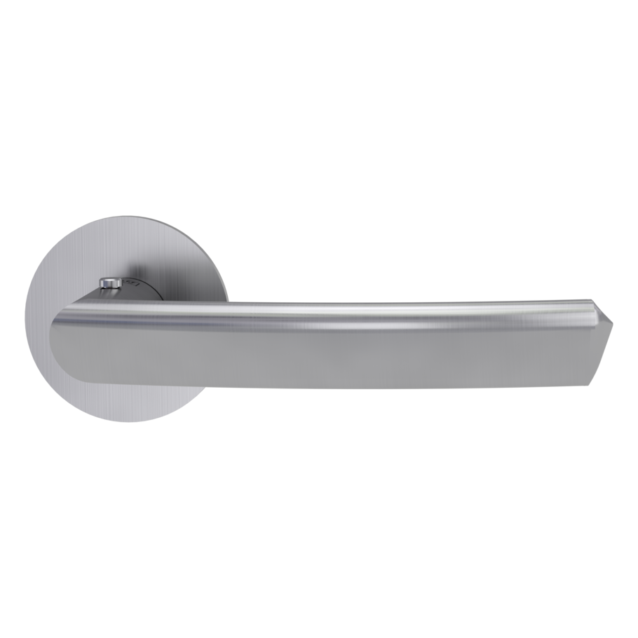 Die Abbildung zeigt die Jette Türgriffgarnitur CRYSTAL in der Ausführung mit Rosetten rund smart2lock 2.0 Flachrosette Edelstahl matt
