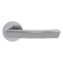 The image shows the Jette door handle set CRYSTAL in the version with rose set round smart2lock 2.0 flat rose brushed steel