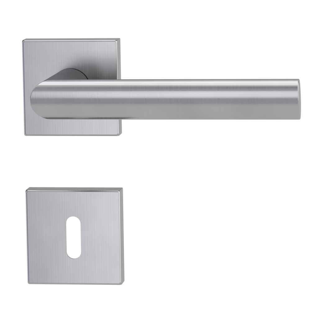 door handle set OVIDA QUATTRO clip on cl3 rose set square mortice lock brushed steel