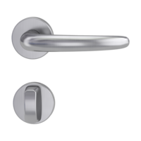 Isolated product image in perfect product view shows the GRIFFWERK rose set ALESSIA PROF in the version turn and release - brushed steel - screw on technique inside view 