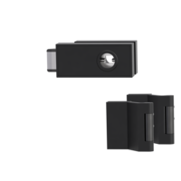 Silhouette product image in perfect product view shows the GRIFFWERK glass door lock set CUBE in the version euro profile, graphite black, 3-part hinge set