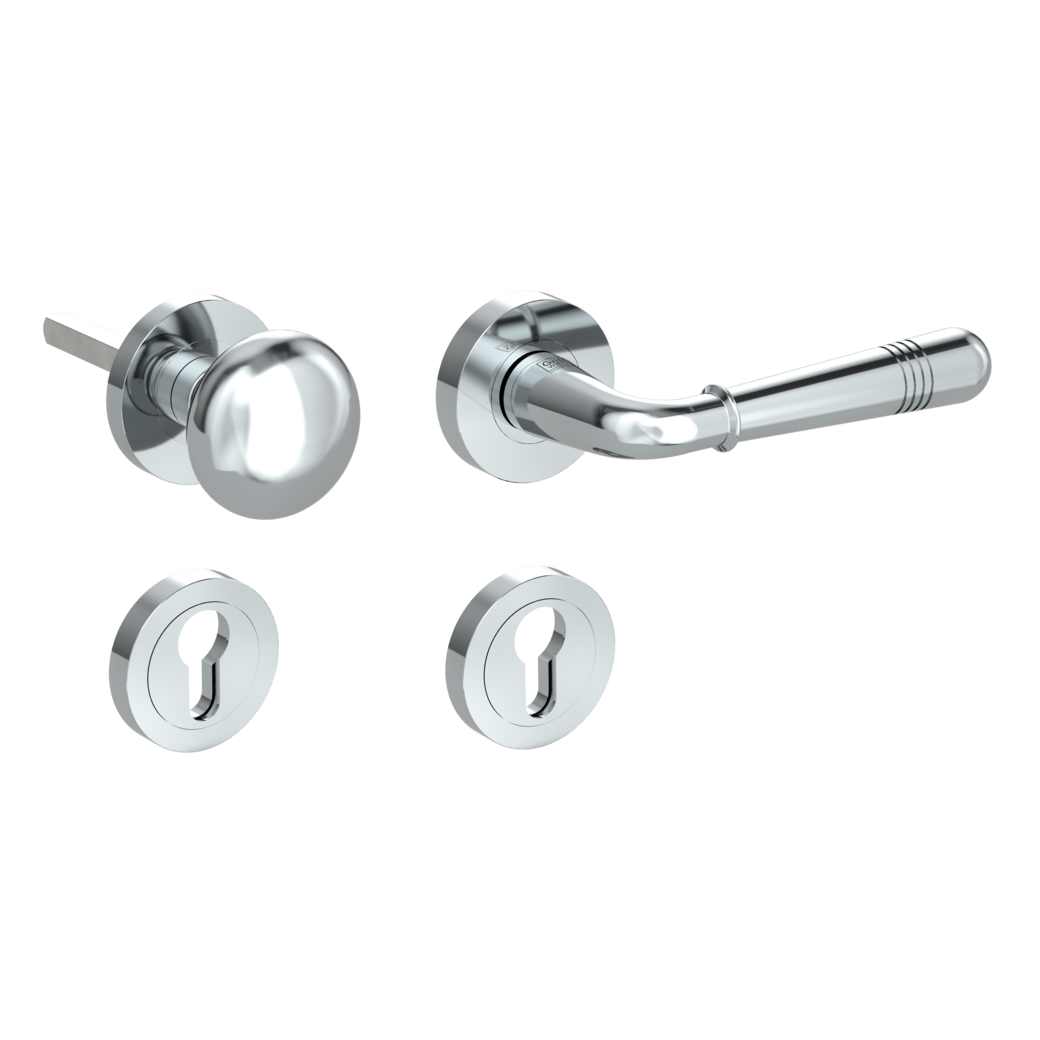 knob handle rose set FABIA screw on cl4 rose set round knob R21 chrome R