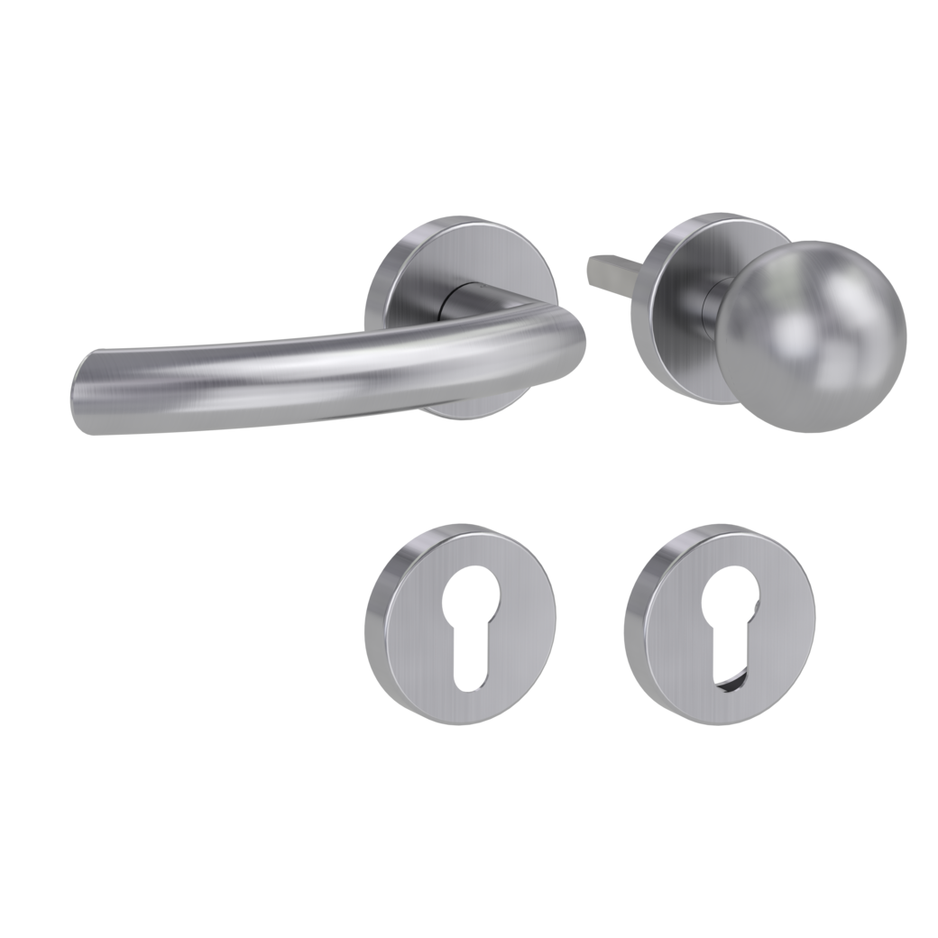 knob handle rose set VIVIA clip on cl3 rose set round knob R4 brushed steel L