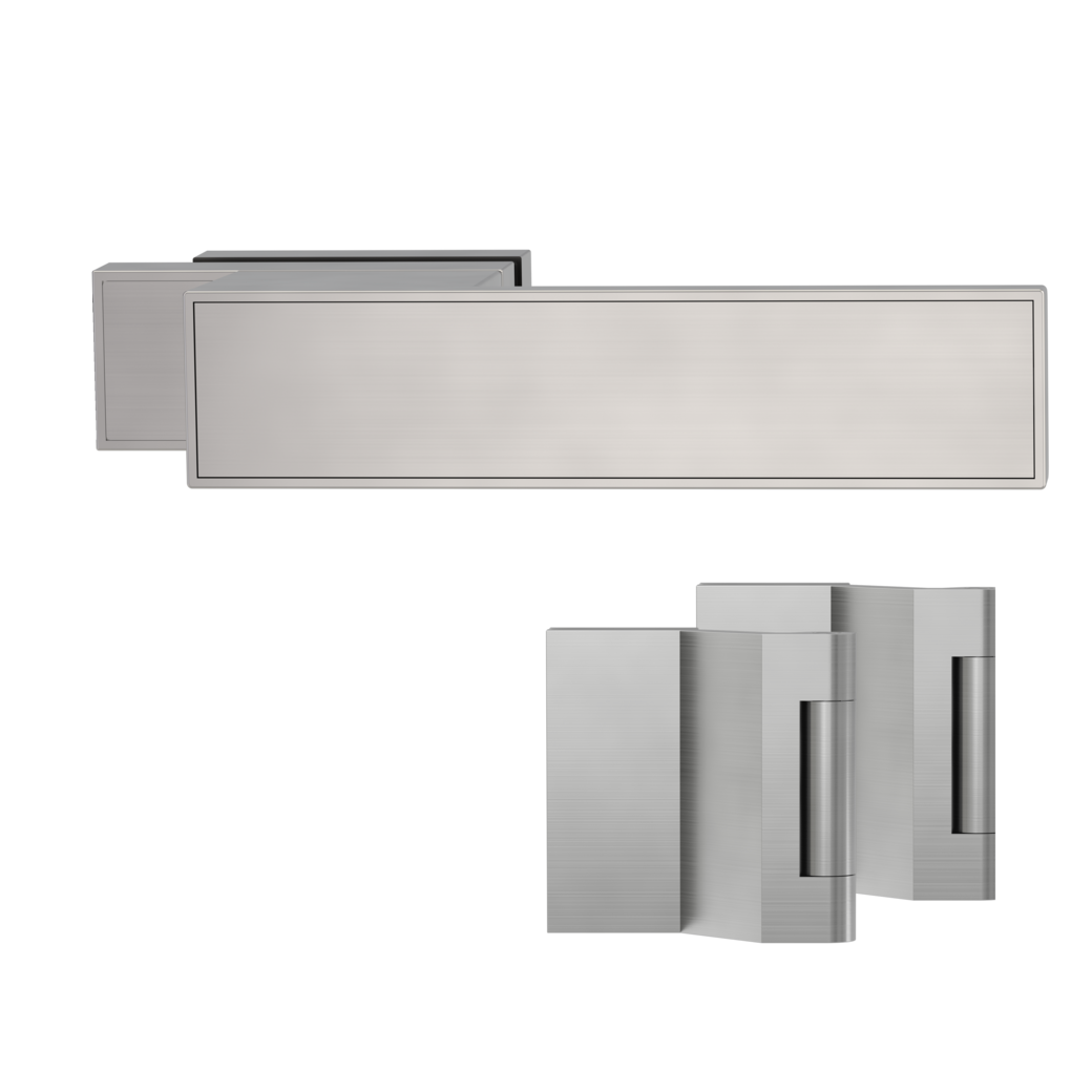 glass door lock set FRAME unlockable R magnetic 3-part hinges velvety grey