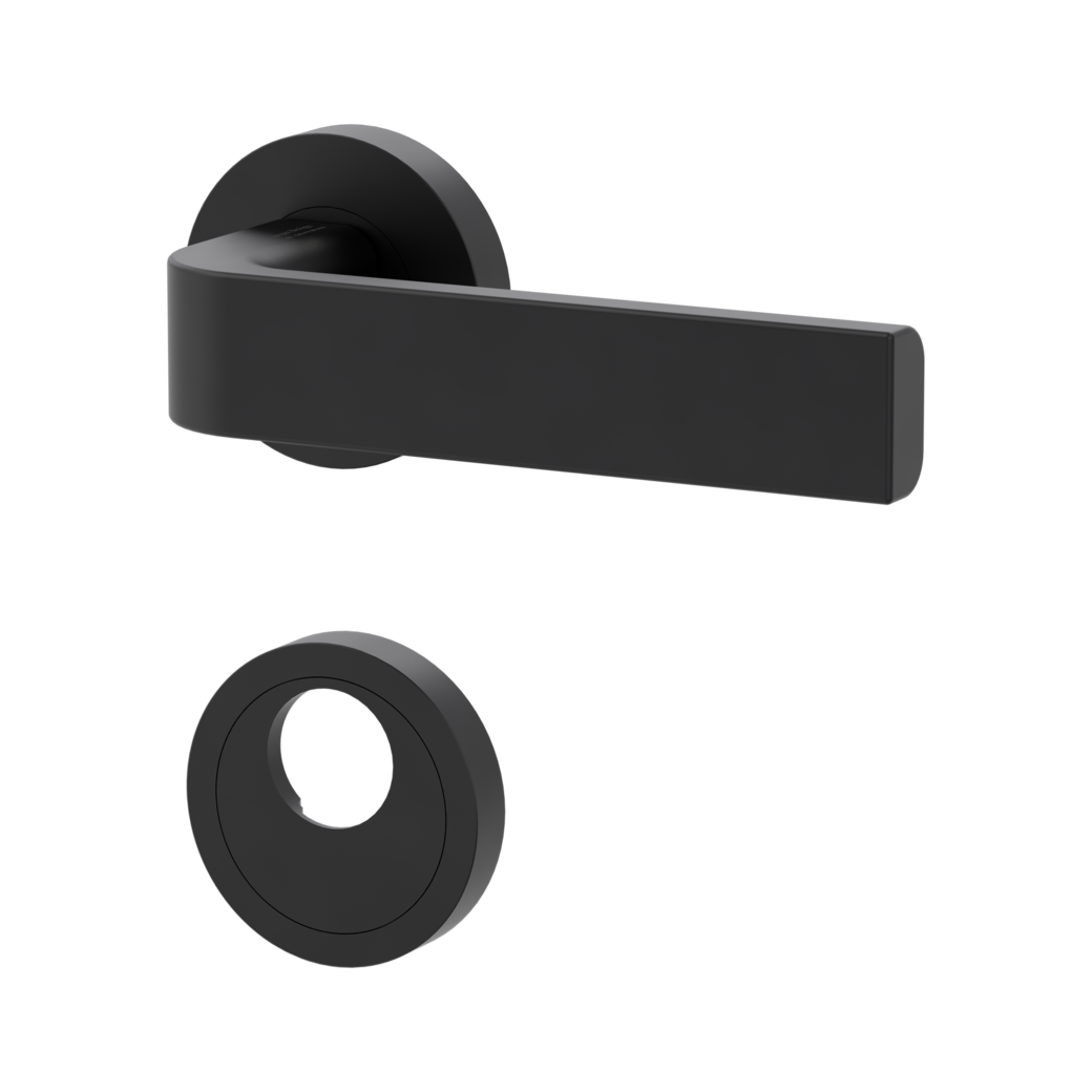 door handle set GRAPH screw on cl4 rose set round swiss profile graphite black