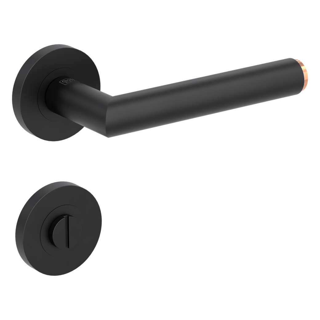 door handle set LUCIA SELECT screw on cl3 rose set round wc graphite black/copper