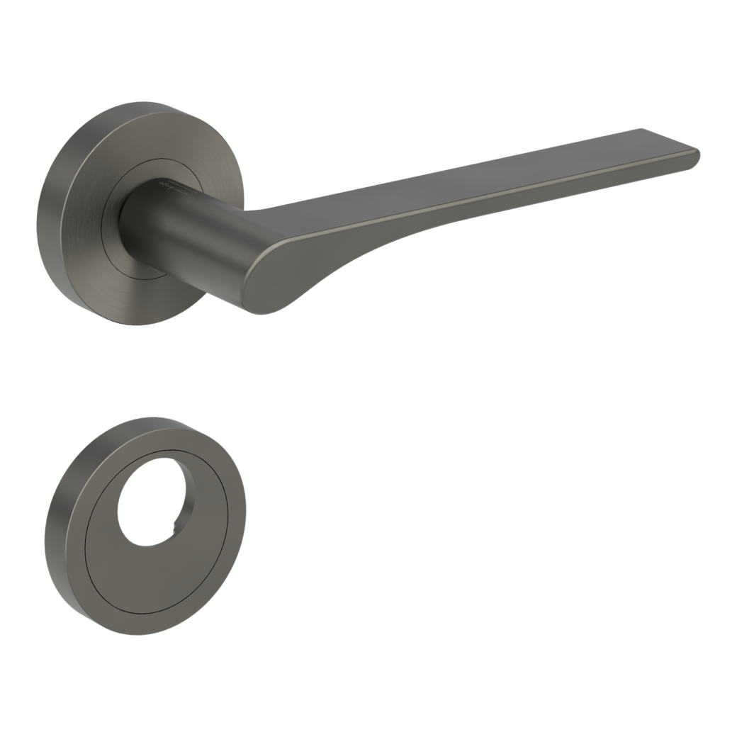 door handle set LEAF LIGHT screw on cl4 rose set round swiss profile cashmere grey