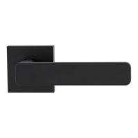 The image shows the Griffwerk door handle set MINIMAL MODERN in the version with rose set square unlockable screw on graphite black