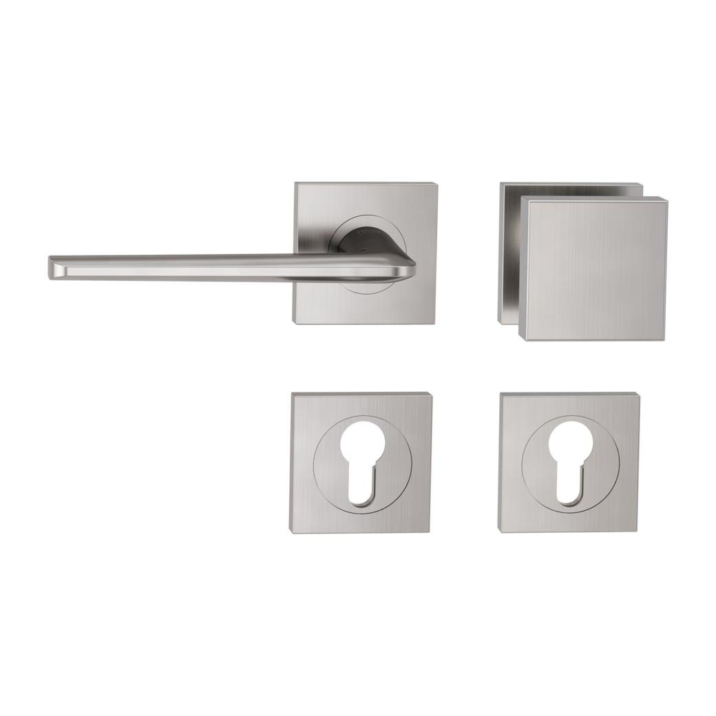 REMOTE alternate set Screw-on sys.GK4 straight-edged escut. Knob SQUARE velvet grey L