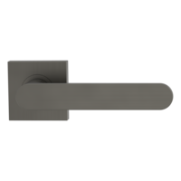 The image shows the Griffwerk door handle set AVUS in the version with rose set square unlockable screw on cashmere grey
