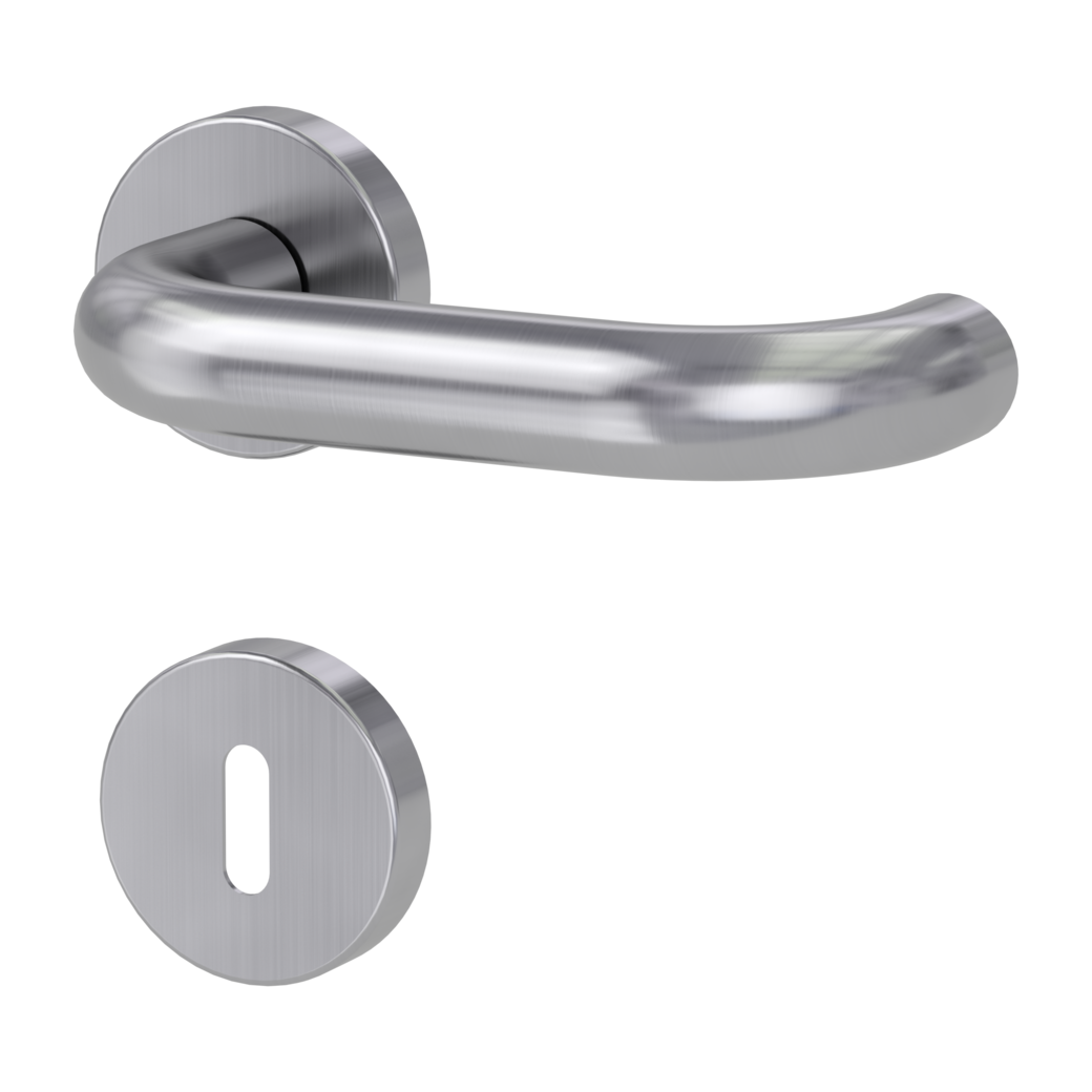 ALESSIA door handle set Clip-on system GK3 round escutcheons Satin stainless steel cipher bit