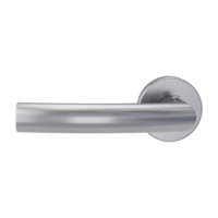 The image shows the Griffwerk door handle set LORITA in the version with rose set round smart2lock 2.0 clip on brushed steel