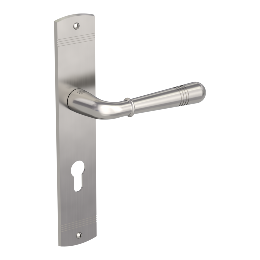 door handle set FABIO deco screw long plate freeform euro profile velvety grey