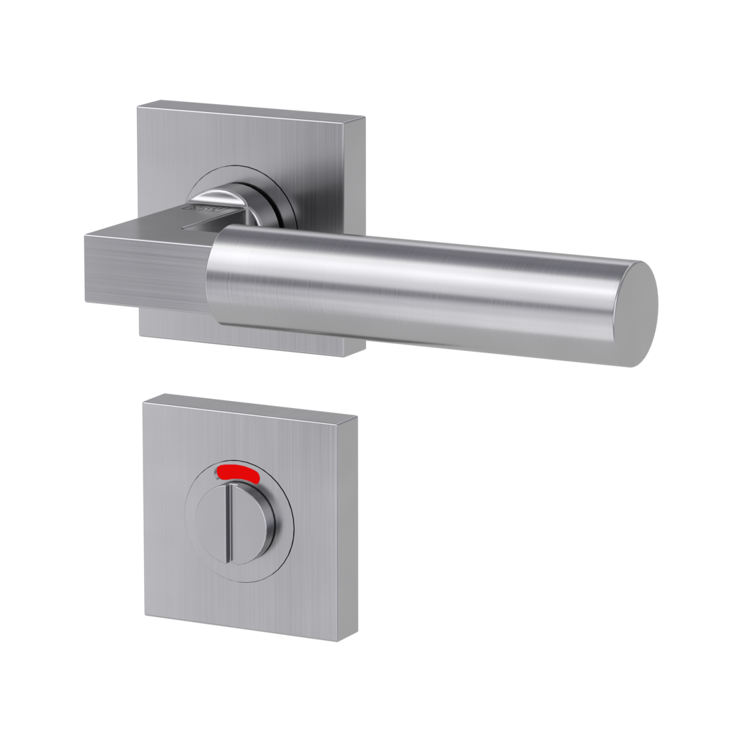 door handle set METRICO PROF screw on cl4 rose set square wc red/white brushed steel