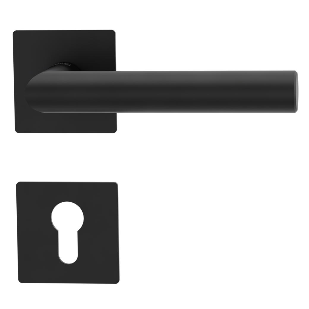 door handle set LUCIA PIATTA S QUATTRO flat rose rose set square euro profile graphite black