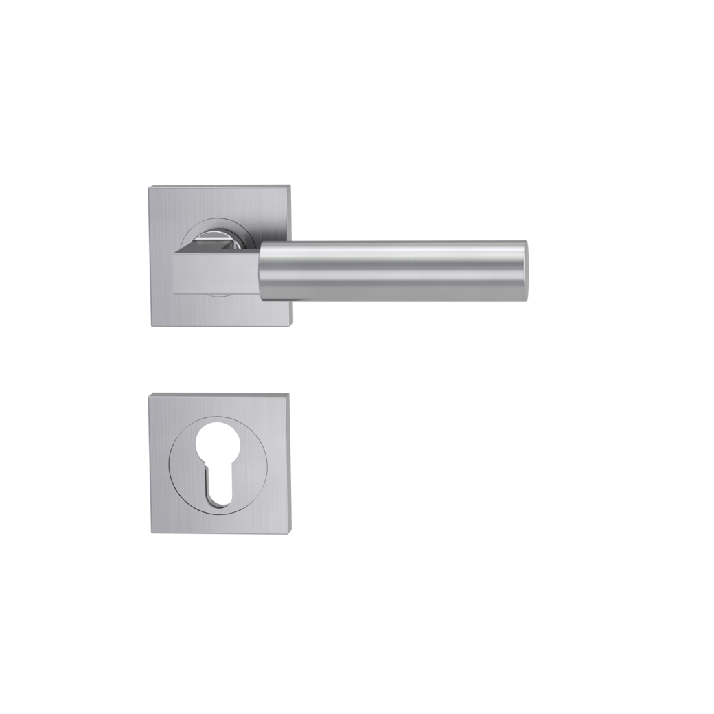 door handle set METRICO PROF screw on cl4 rose set square euro profile brushed steel