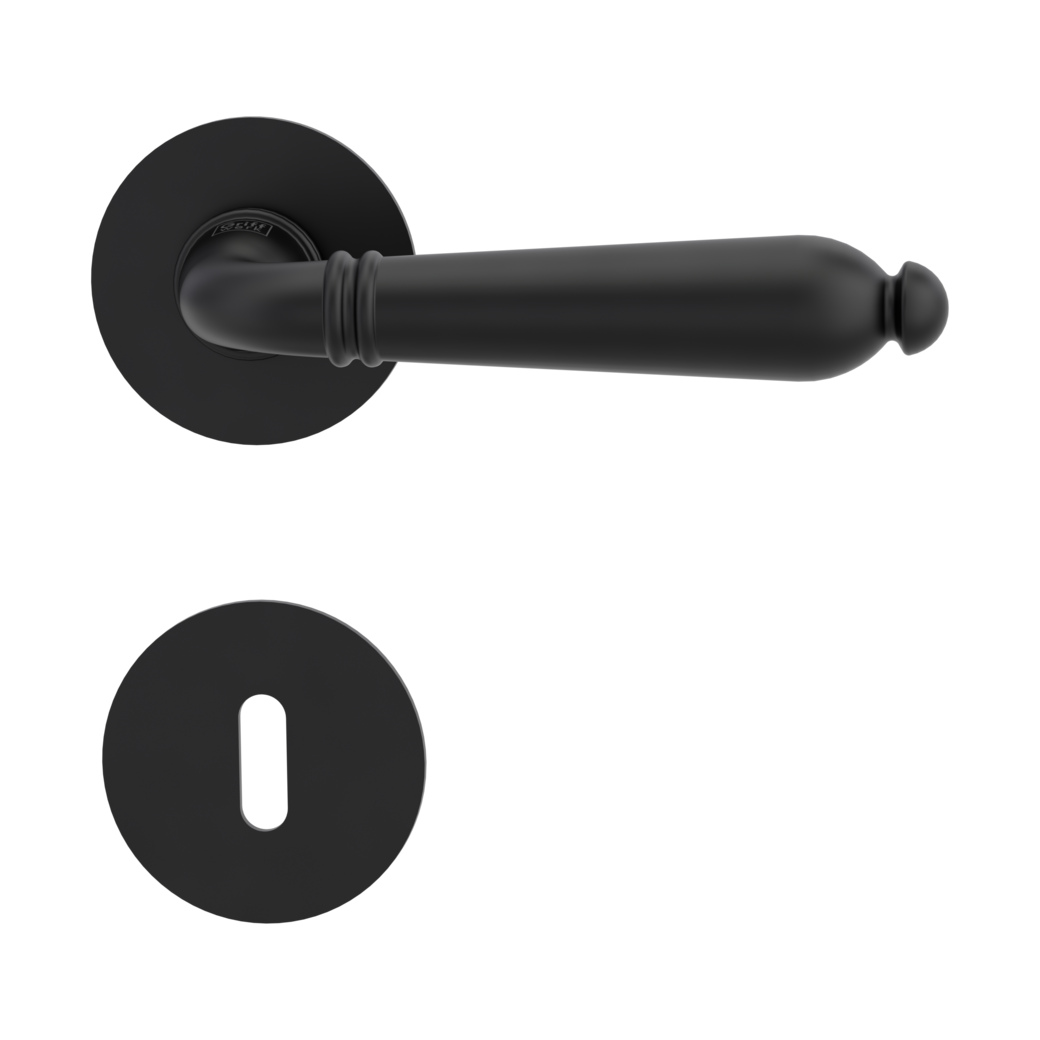 CAROLA PIATTA S door handle set Flat escutcheons round Cipher bit graphite black