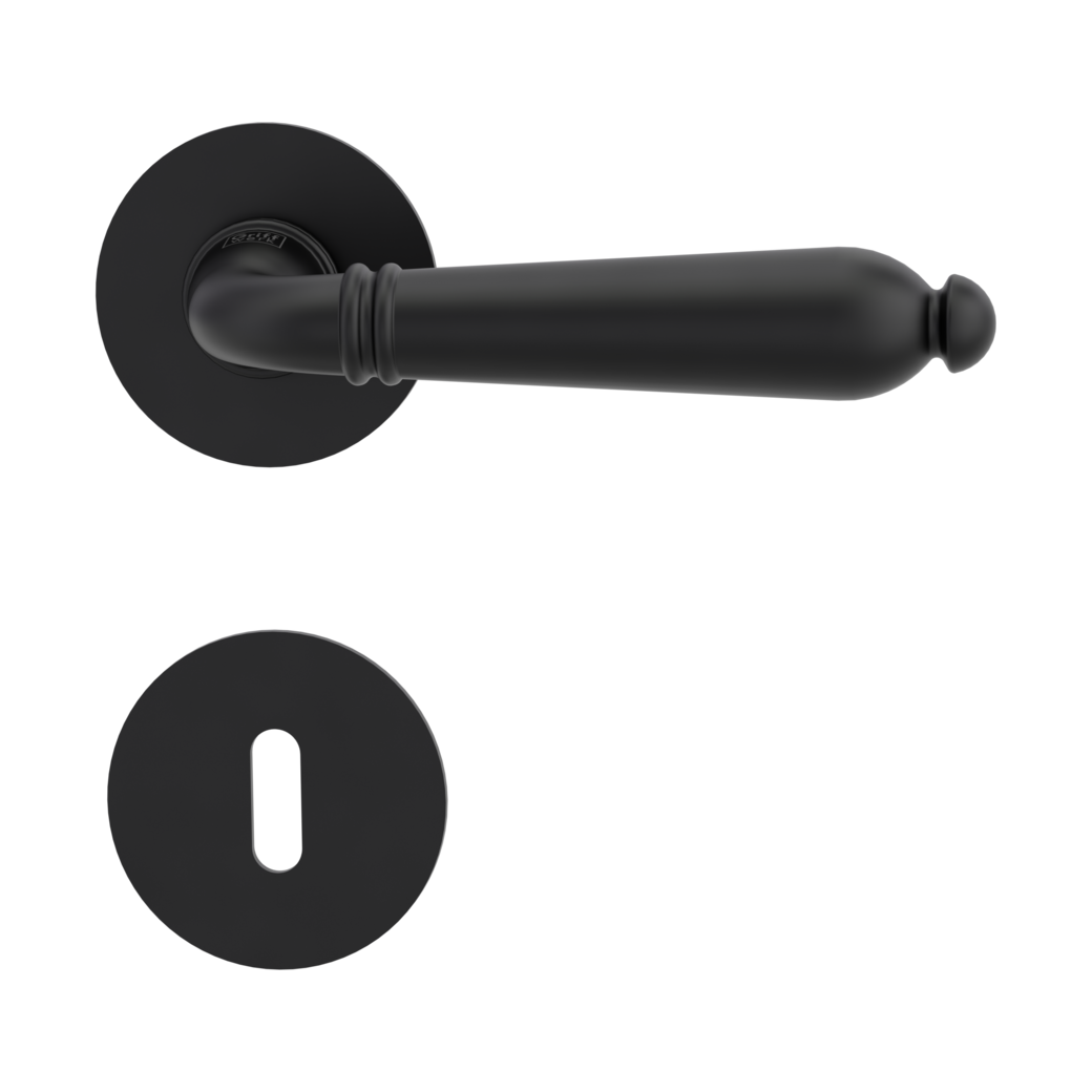 door handle set CAROLA PIATTA S flat rose rose set round mortice lock graphite black