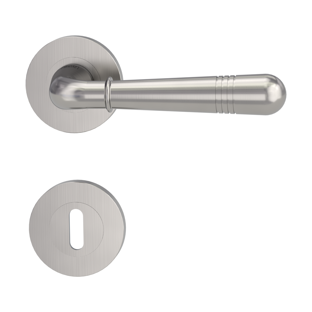 FABIA door handle set Screw-on system GK4 round escutcheons Cipher bit velvet grey
