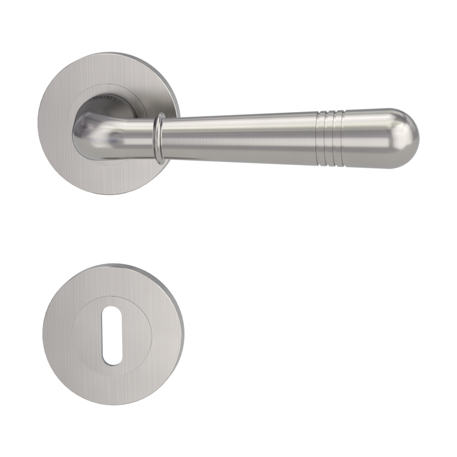 door handle set FABIA screw on cl4 rose set round mortice lock velvety grey