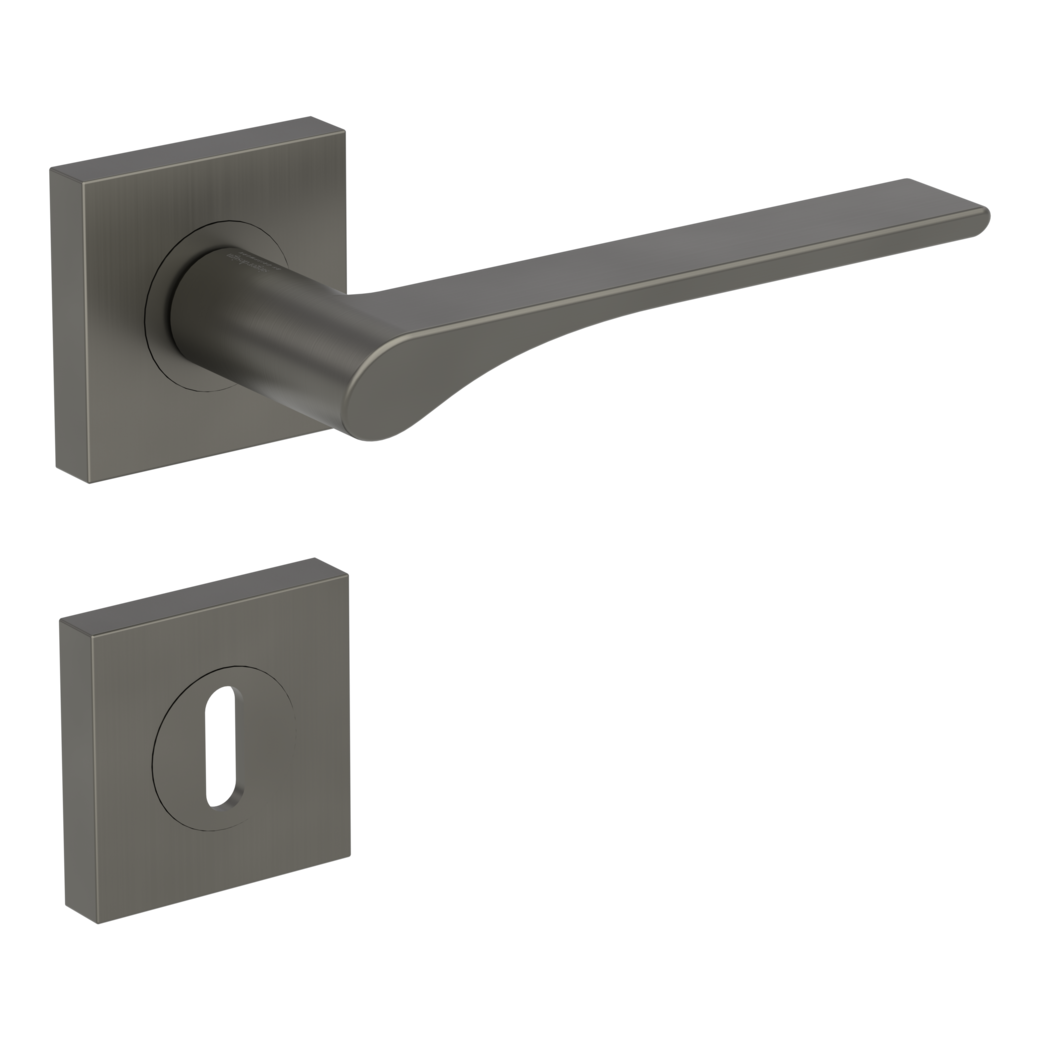 LEAF LIGHT door handle set Screw-on sys.GK4 straight-edged escut. Cipher bit cashmere grey