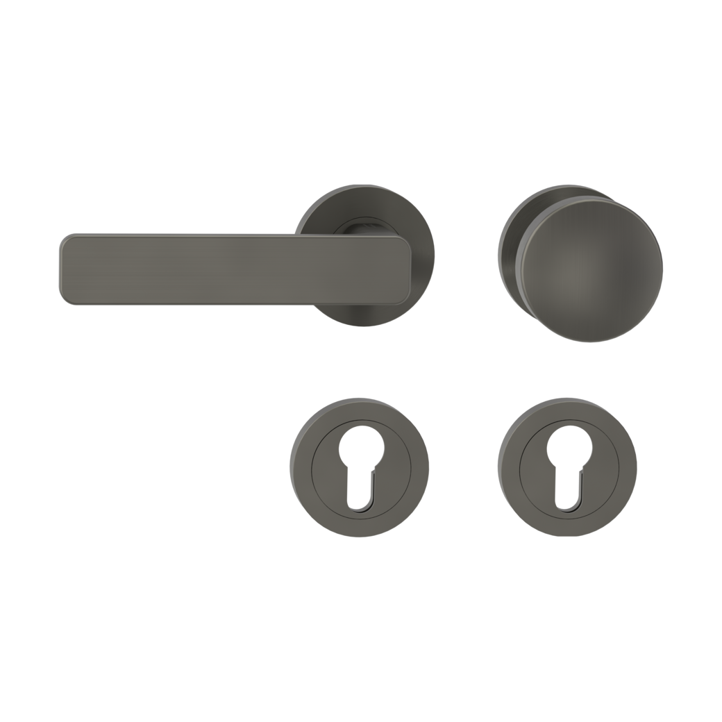 MINIMAL MODERN alternate set Screw-on system GK4 round escutcheons Knob R2 34-45mm cashmere grey L