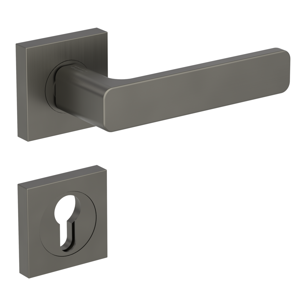 door handle set MINIMAL MODERN screw on cl4 rose set square euro profile cashmere grey