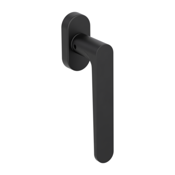 Silhouette product image in perfect product view shows the Griffwerk window handle AVUS in the version unlockable, graphite black