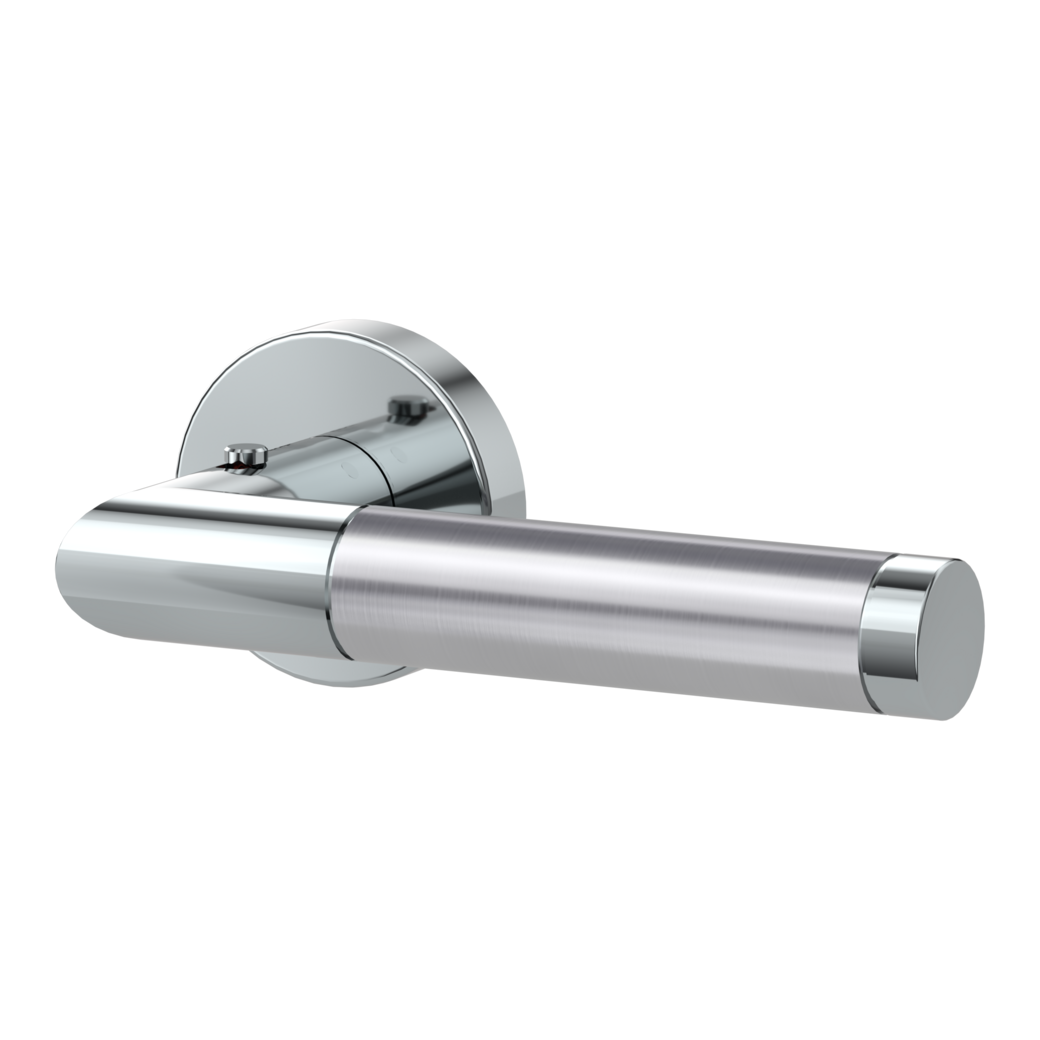 Juego de manillas de puerta LOREDANA Montaje clipado Rosetas redondas smart2lock 2.0 Dcha. Acero inox.pul.mate