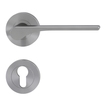 Isolated product image in perfect product view shows the GRIFFWERK rose set LEAF LIGHT in the version euro profile - velvet grey - screw on technique