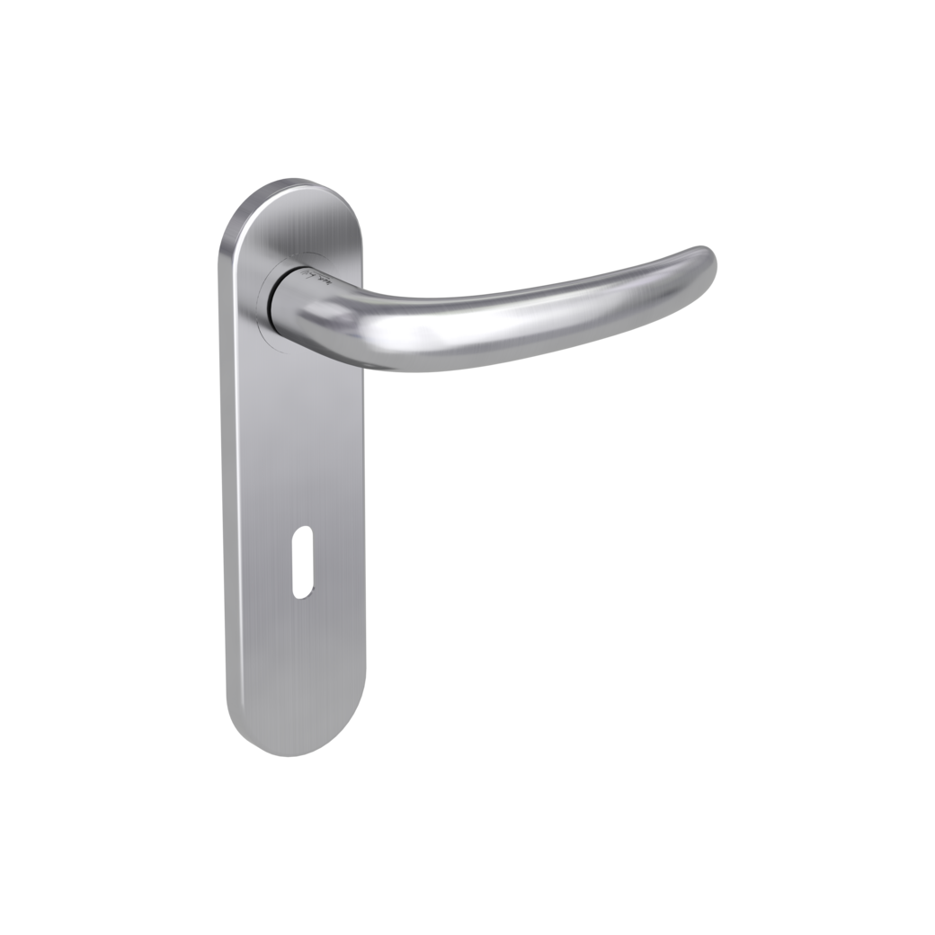 ULMER GRIFF PROF door handle set Screw-on system GK4 round short backpl. Satin stainless steel cipher bit