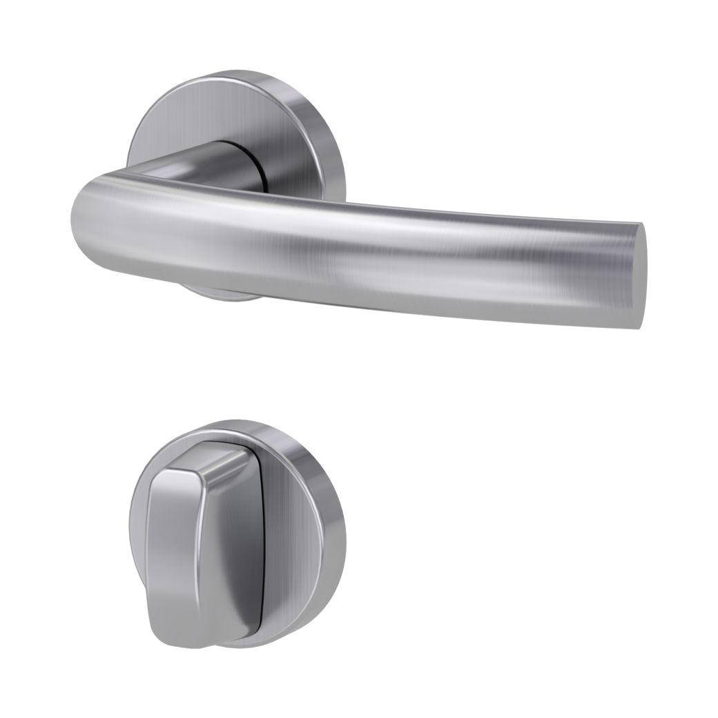 door handle set LORITA clip on cl3 rose set round wc brushed steel