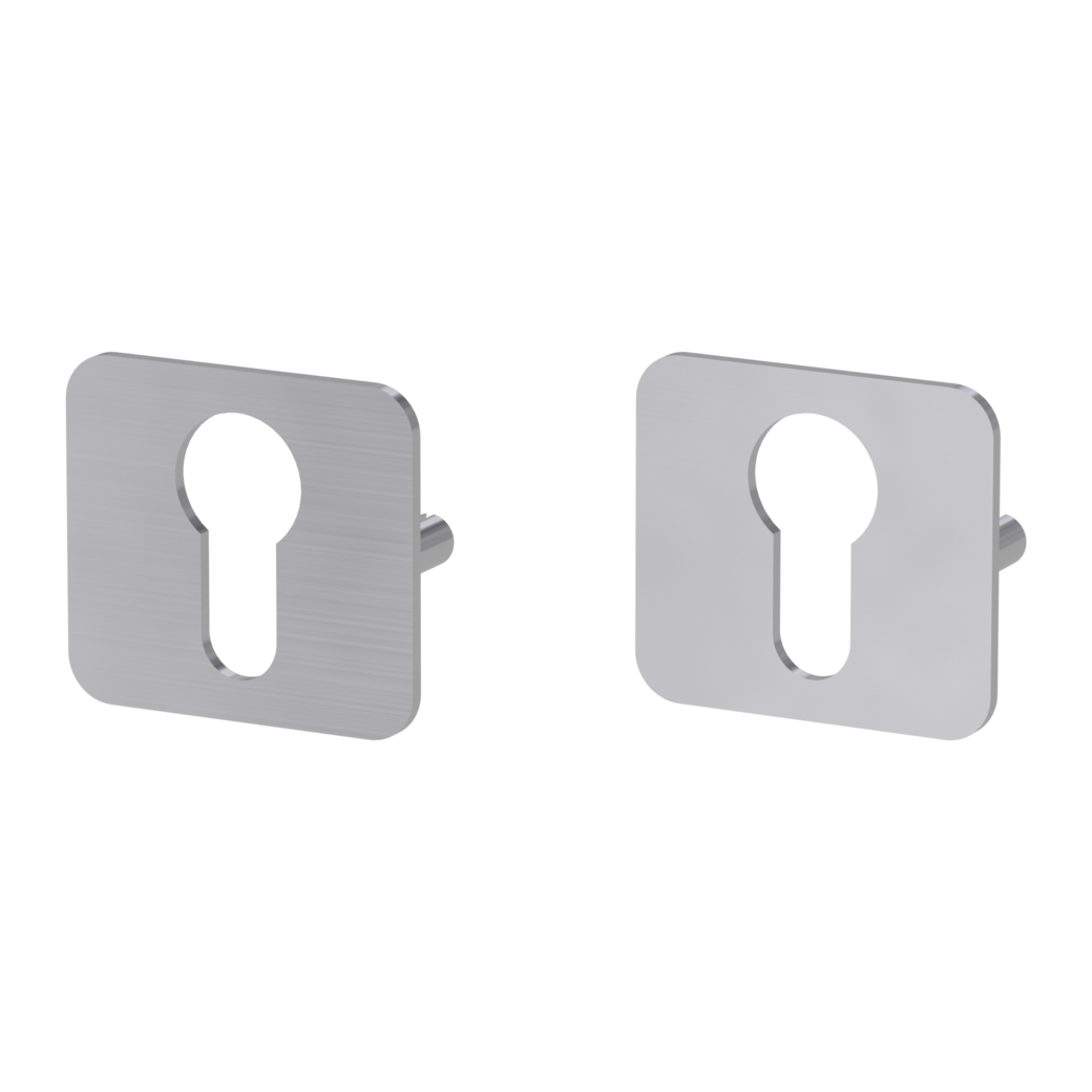 ONE pair of escutcheons rounded profile cylinder Flat escutcheon stainless steel matt