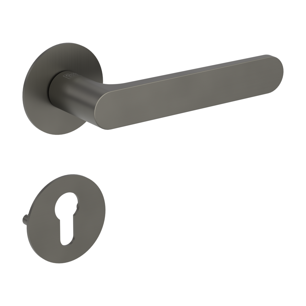 AVUS PIATTA S door handle set Flat escutcheons round Profile cylinder cashmere grey