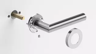 The illustration shows the door handle mounting type screw technology with GK4 in exploded view.