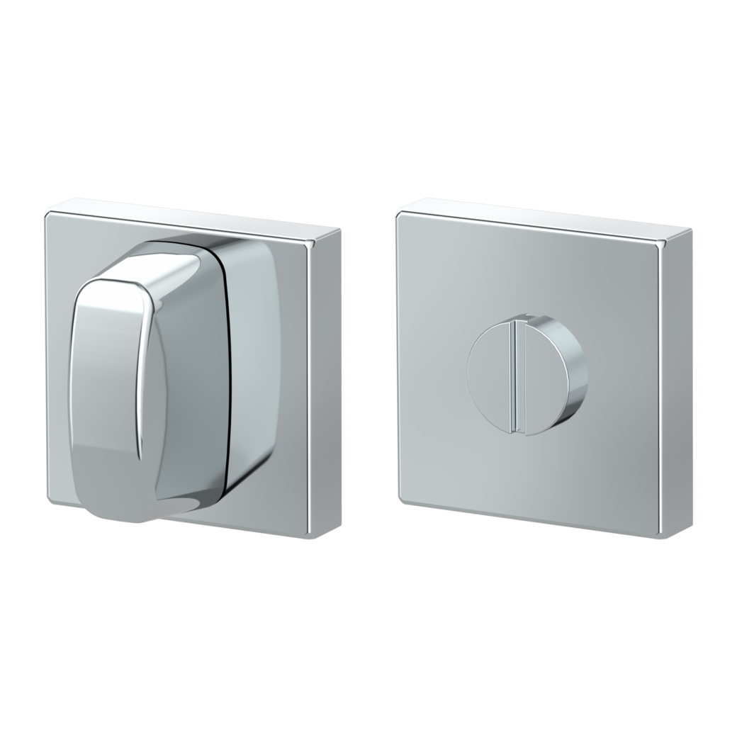 Pair of escutcheons straight-edged WC Clip-on system polished stainless steel