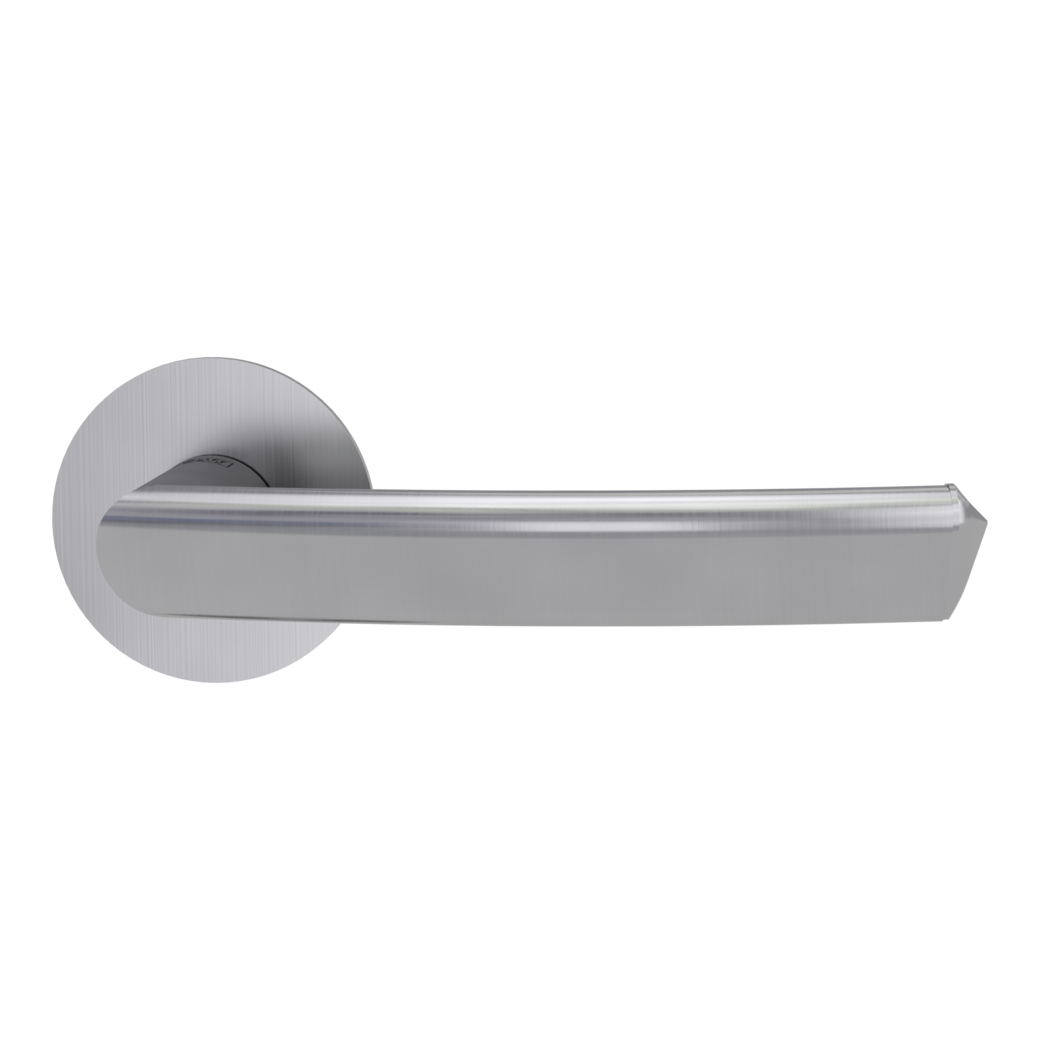 door handle set CRYSTAL PIATTA S flat rose rose set round OS brushed steel