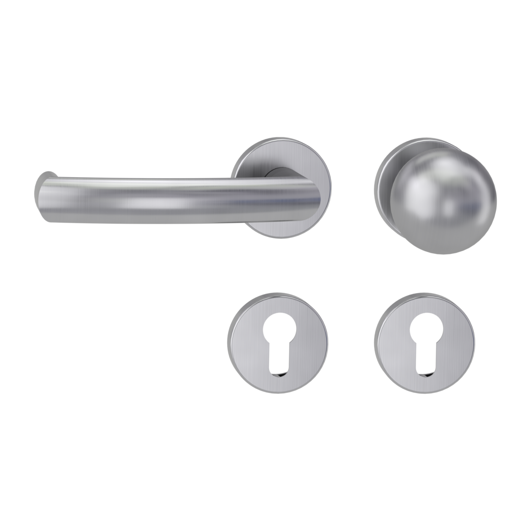 knob handle rose set LORITA clip on FP rose set round knob R4 38-50mm brushed steel L