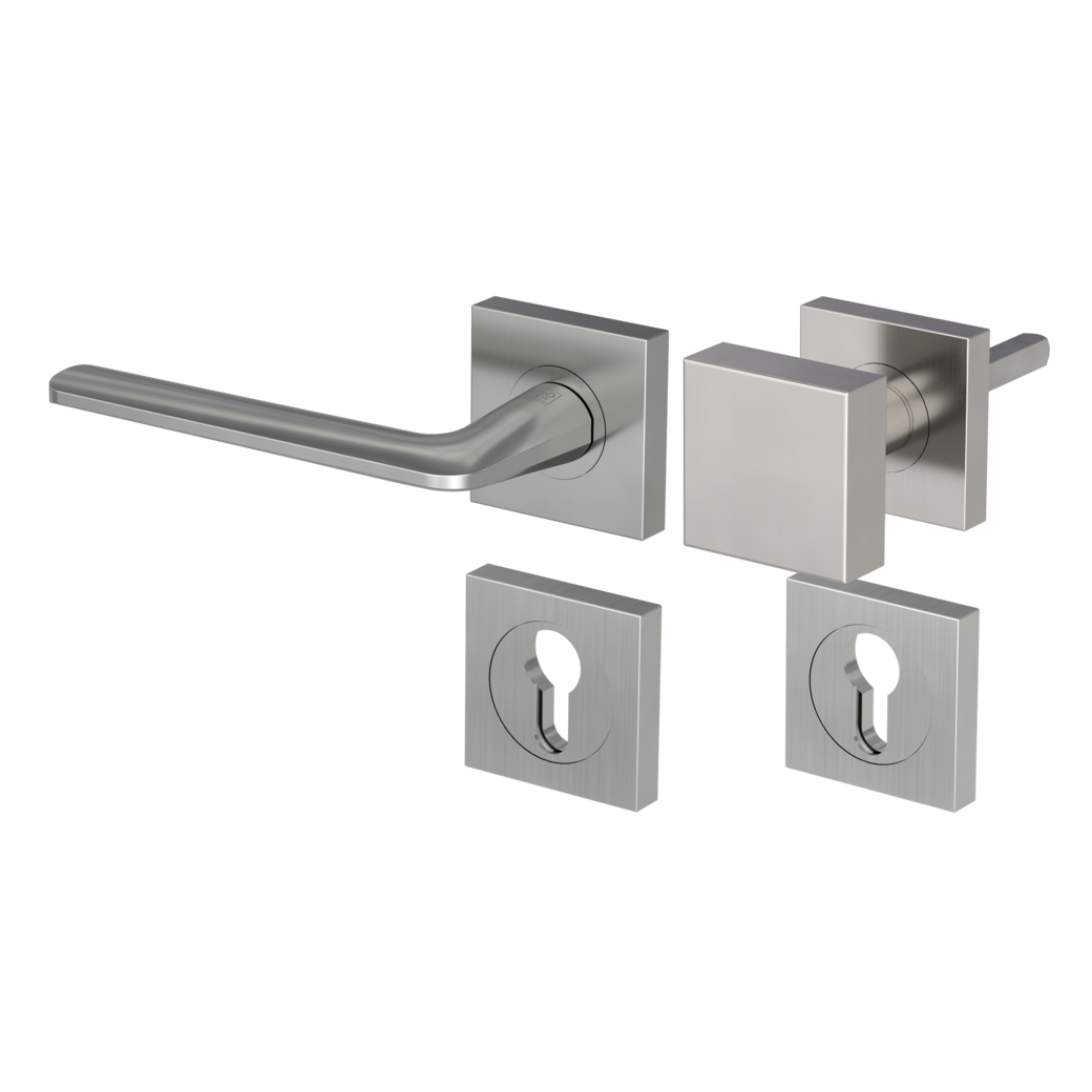 REMOTE alternate set Screw-on sys.GK4 straight-edged escut. Knob SQUARE velvet grey L