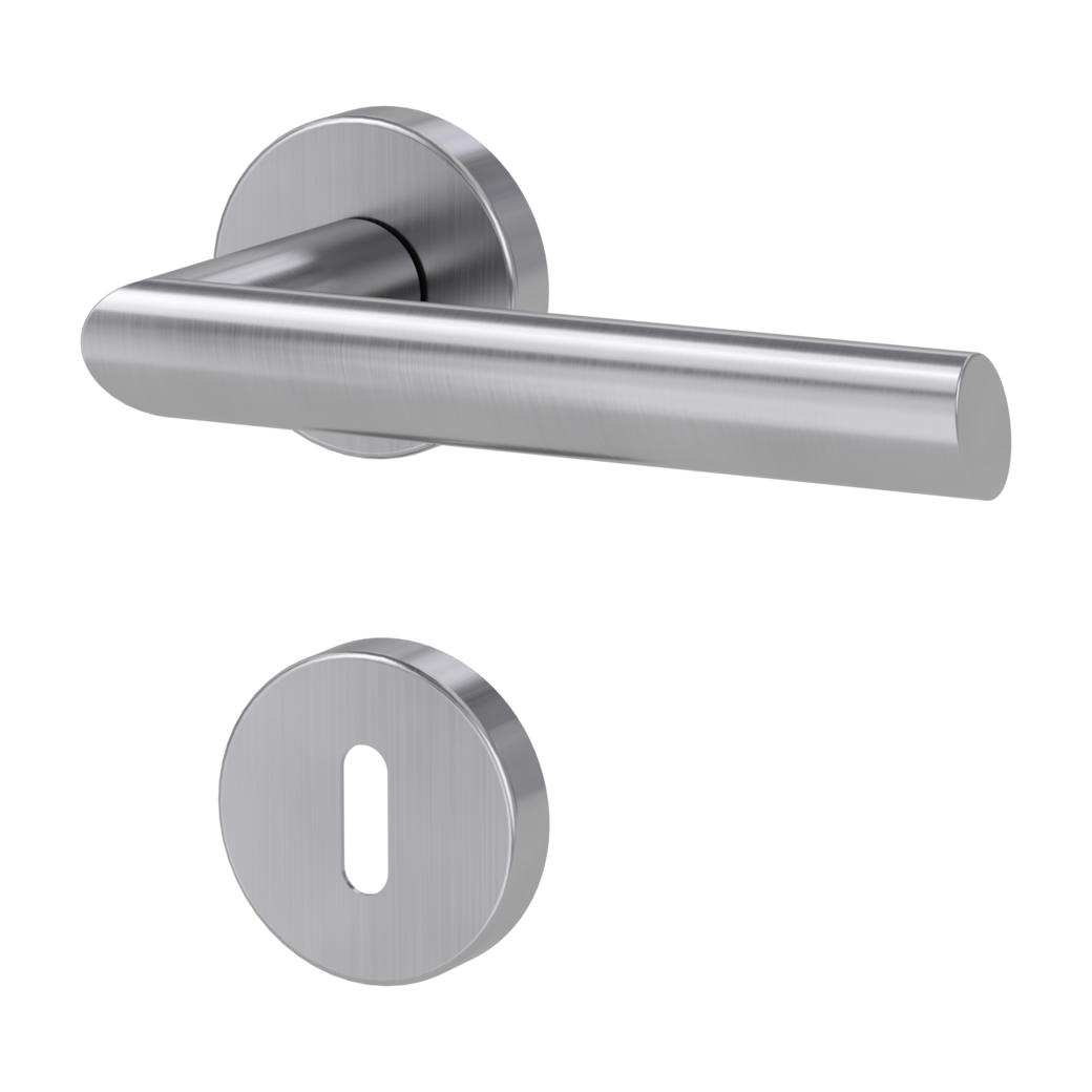 door handle set OVIDA clip on cl3 rose set round mortice lock brushed steel